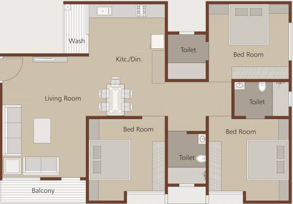  madhav-resi-cum-plaza-phase-2 Tower E Typical 3BHK Cluster Plan