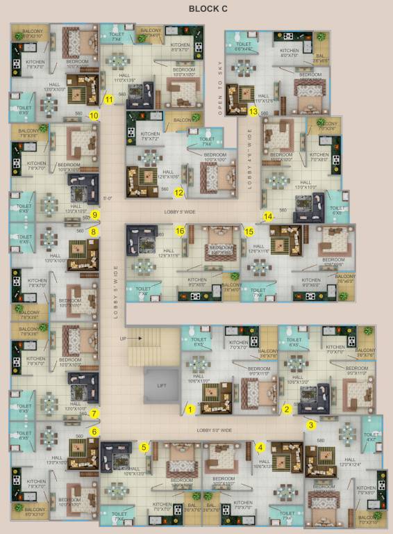  shanti niwas Block C Typical Cluster Plan