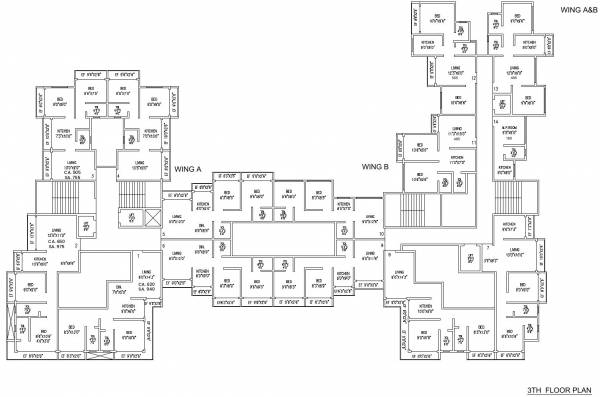  sagar-prakash-chsl WING A B C D Cluster Plan for 3rd Floor