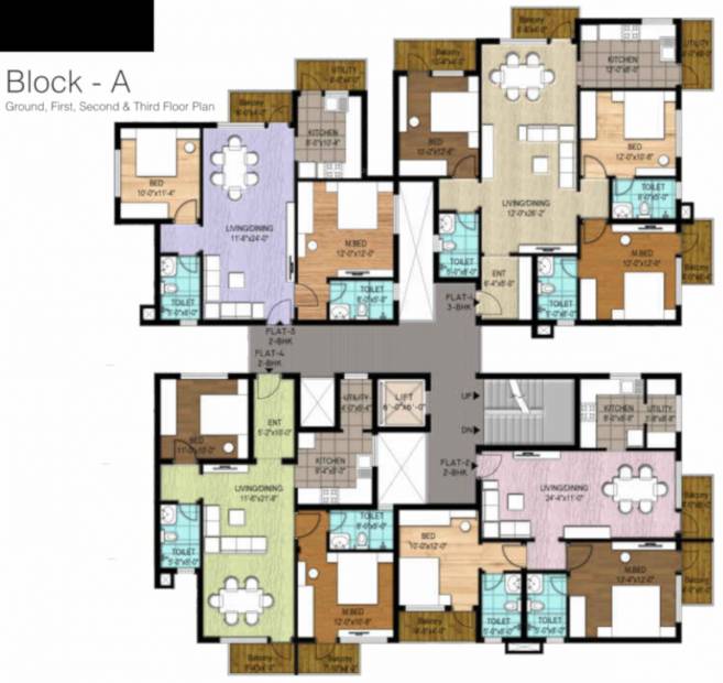  pristine Block A Typical Cluster Plan From 1st to 4th Floor