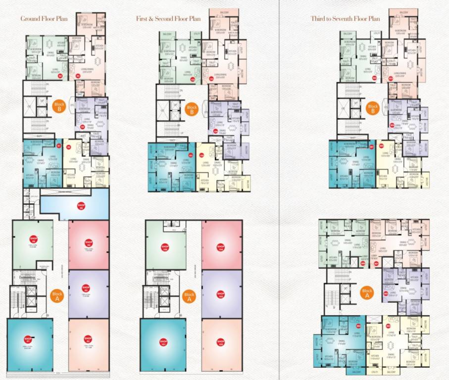  sai sabhya Block A And B Typical Cluster Plan From Ground to 7th Floor