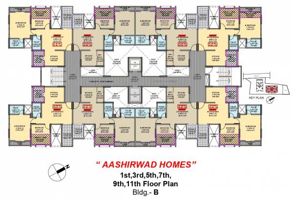  aashirwad-homes Cluster Plan for 1st, 3rd, 5th, 7th, 9th and 11th Floor