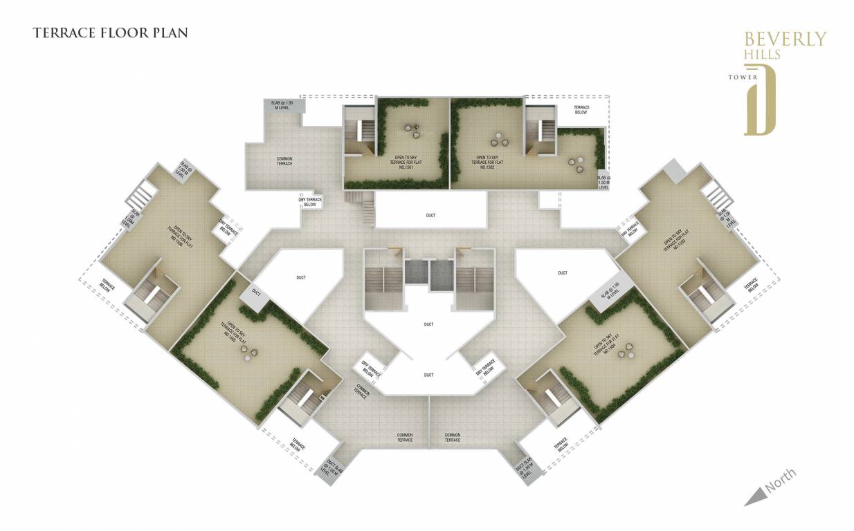  beverly hills tower d Tower D   E Cluster Plan Terrace Floor