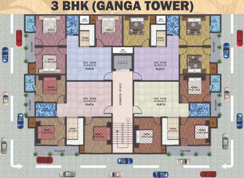  ganga-and-yamuna-tower Ganga Tower Cluster Plan