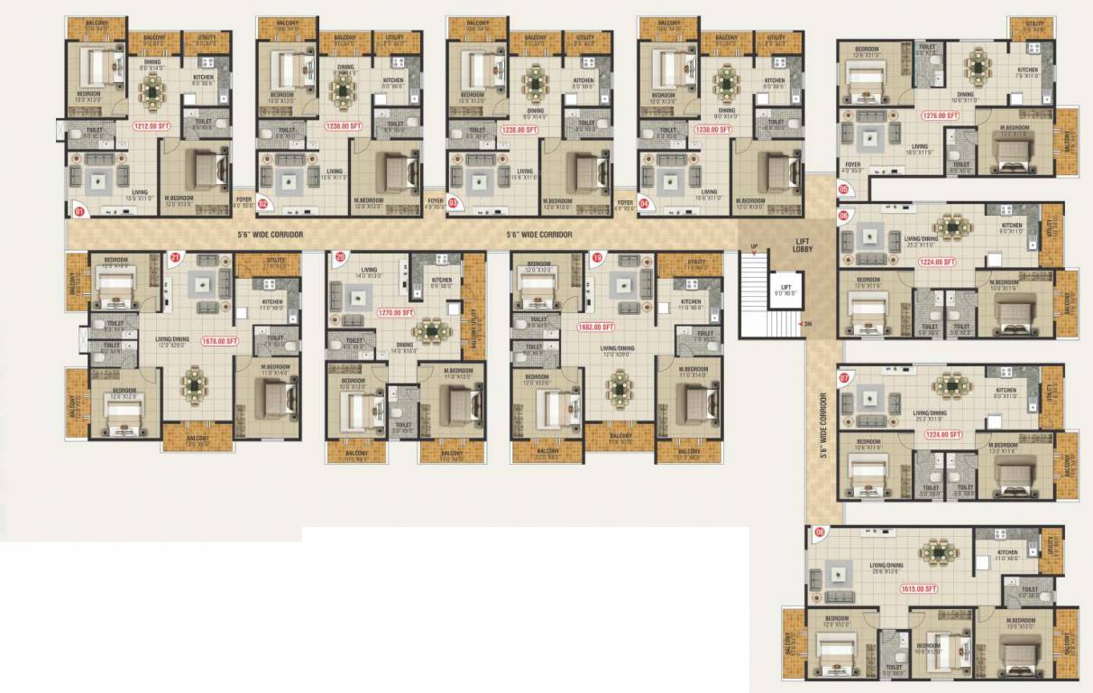  unnathi vaibhavi Block A Cluster Plan For Typical Floor Plan
