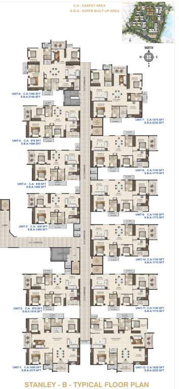  smr vinay iconia phase ii block 1a block 1b SMR Vinay Iconia Phase II Block 1B Named As Stanley 1B Cluster Plan for Typical Floor
