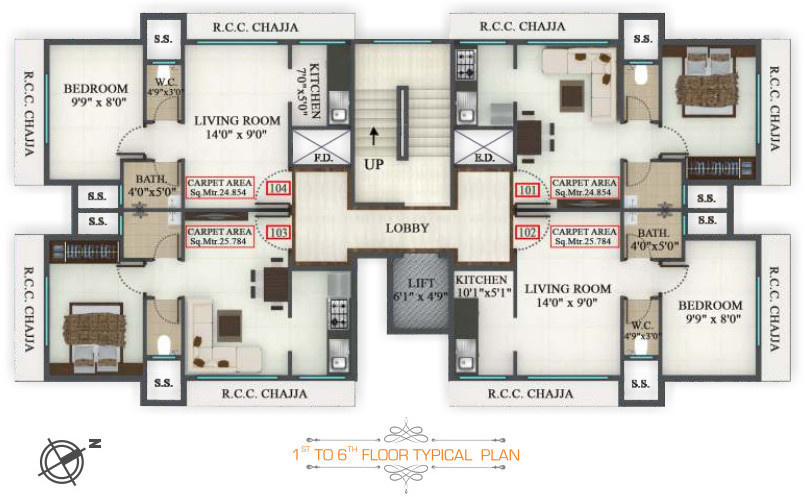  elite Span Elite Cluster Plan from 1st to 6th Floor