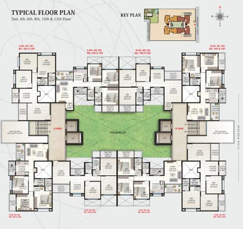  roongta-meridian Roongta Meridian Apartment A Wing Cluster Plan
