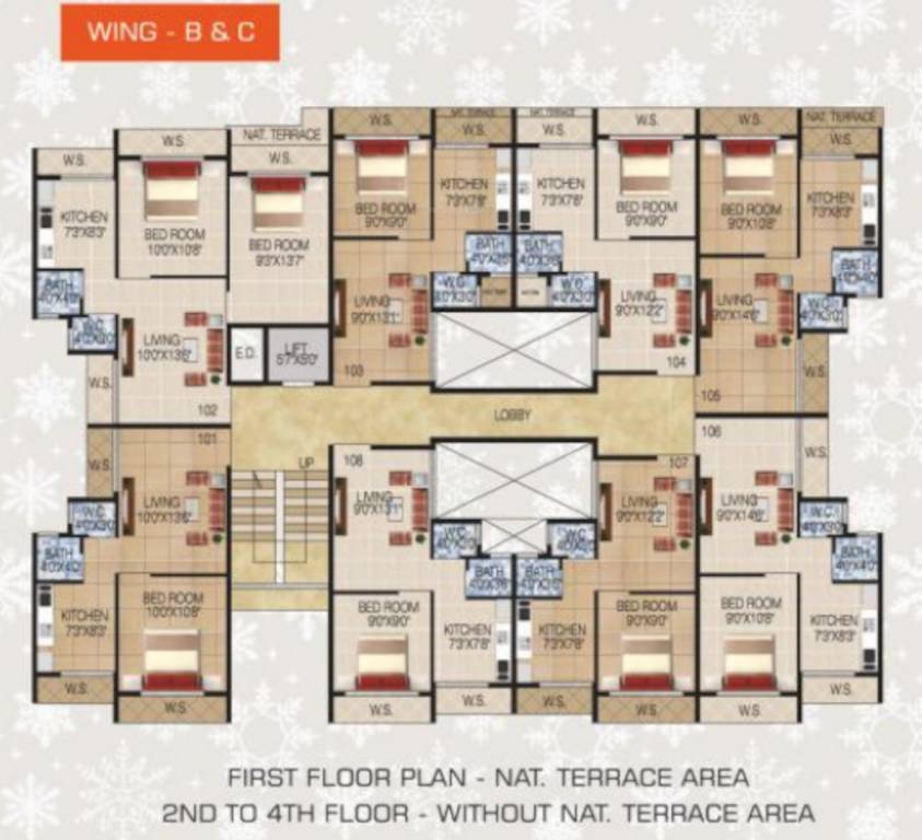  homes wing a b c B Wing Cluster Plan