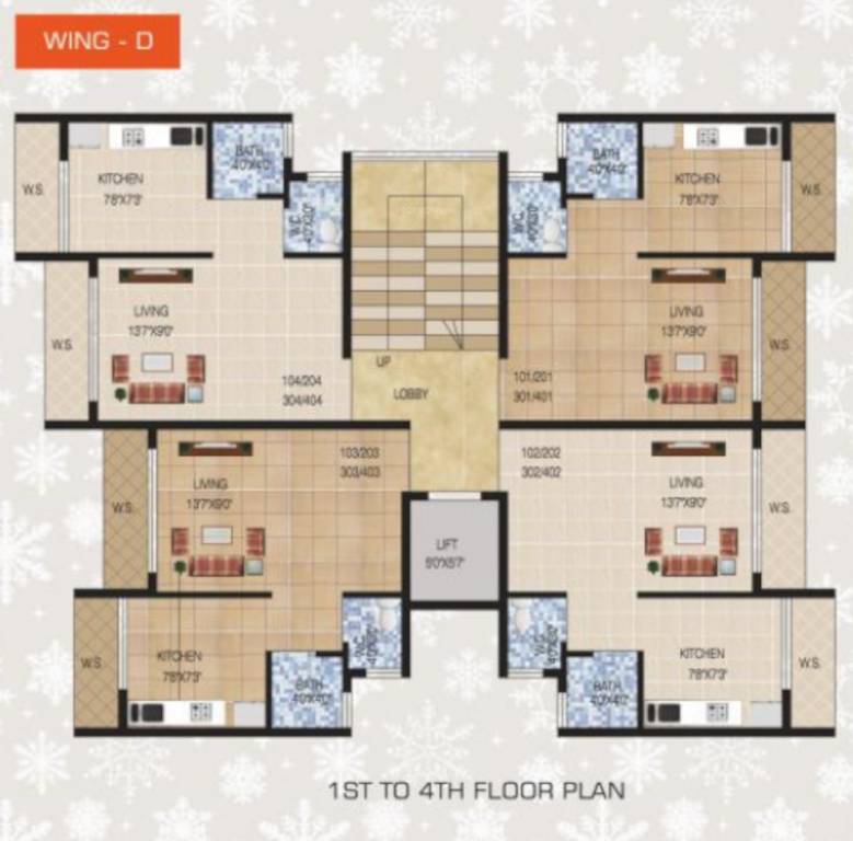  homes wing a b c C Wing Cluster Plan