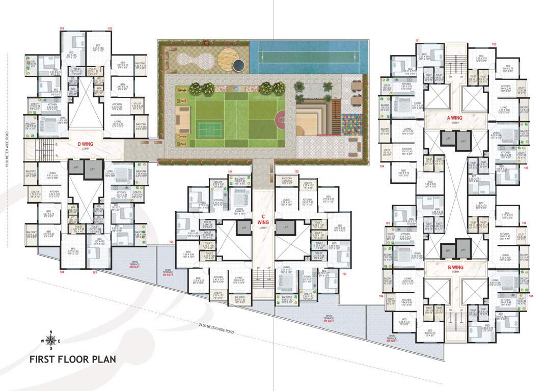  roongta bellissimo Roongta Bellissimo Apartment A, B, C, D Wing Cluster Plan for 1st Floor