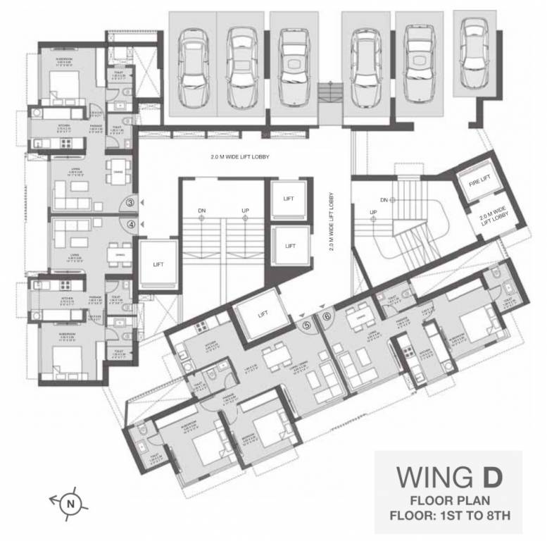  nest Wing D Cluster Plan from 1st to 8th Floor