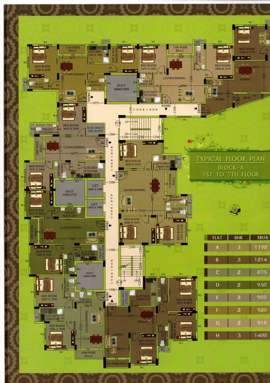  paradise Block A Cluster Plan from 1st to 7th Floor