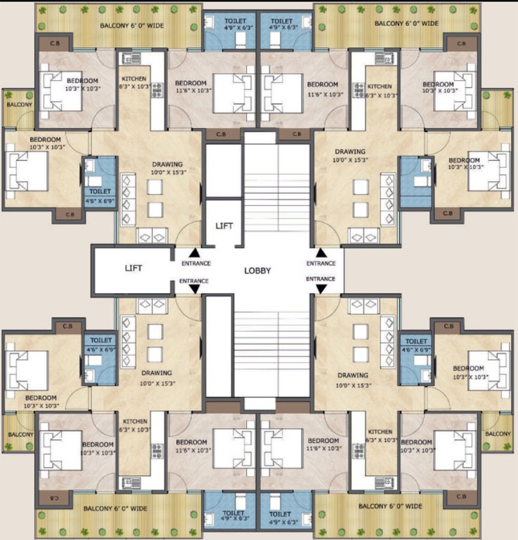  happy homes pride Tower 1 Cluster Plan