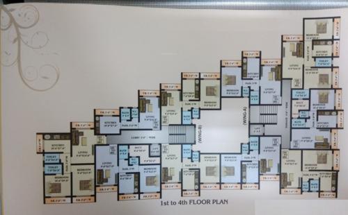  residency Shree Residency Wing D Cluster Plan from 1st to 4th Floor