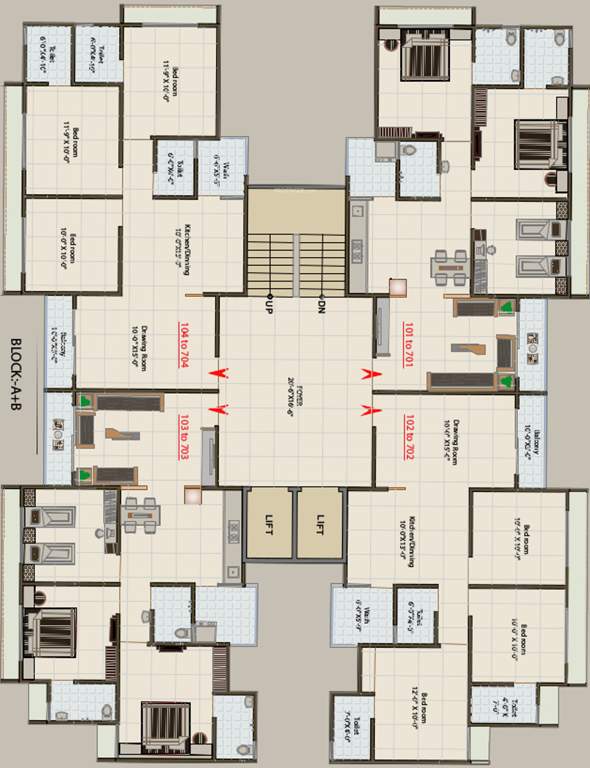  radhe elegance block a b c d and e Tower A Cluster Plan