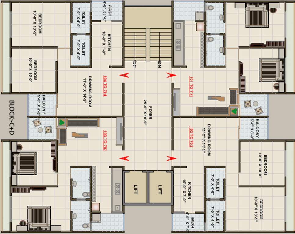  radhe elegance block a b c d and e Tower A Cluster Plan