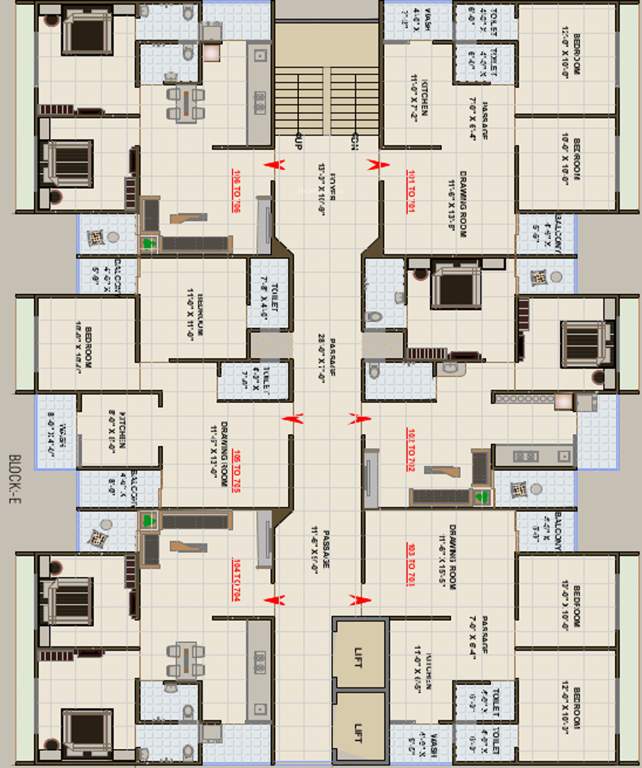  radhe elegance block a b c d and e Tower A Cluster Plan
