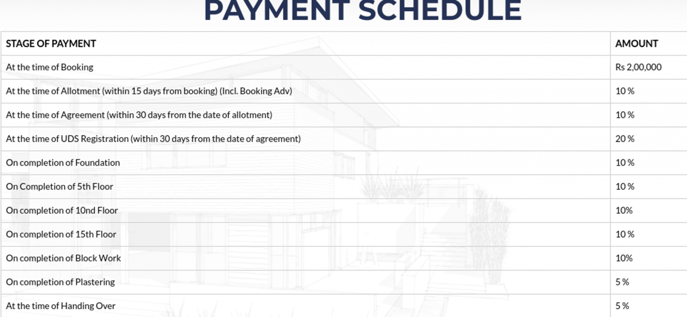 royal-tower Construction Linked Payment (CLP) Payment Plan