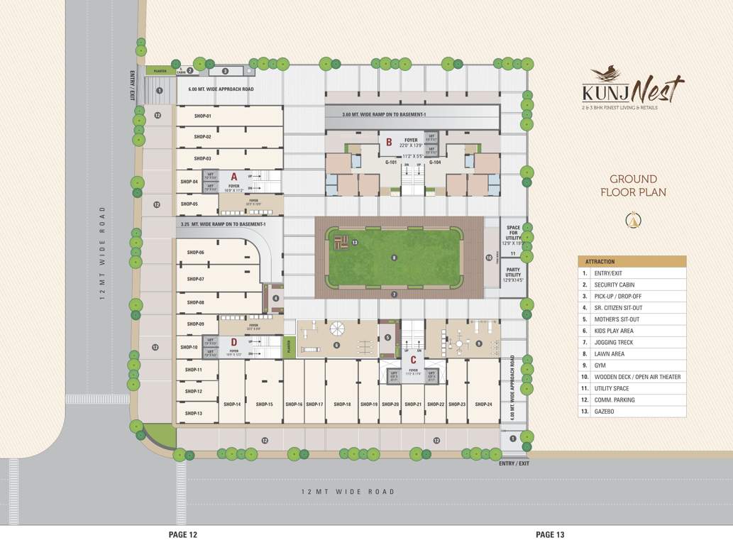  kunj nest 2 & 3 bhk finest living & retails Block A Cluster Plan