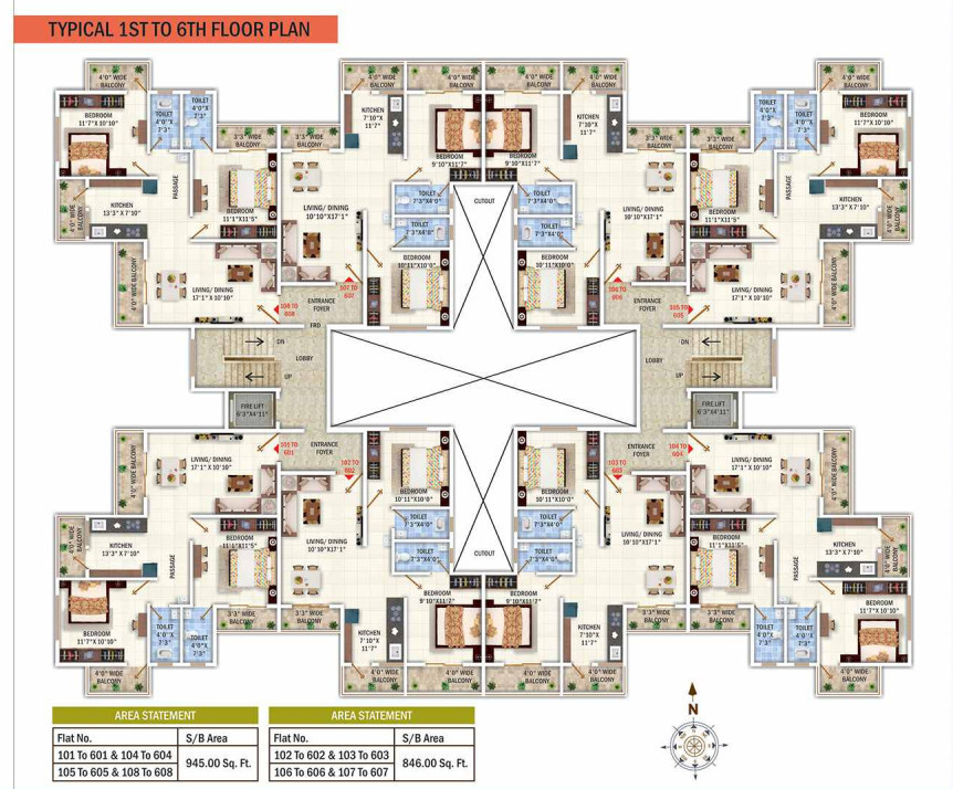  yamuna apartments Cluster Plan