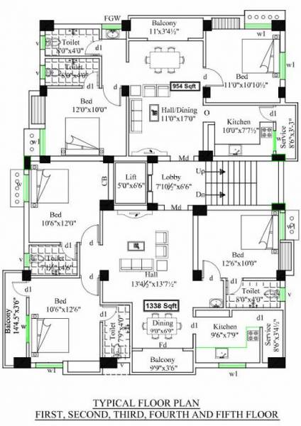  anugraha Cluster Plan from 1st to 4th Floor