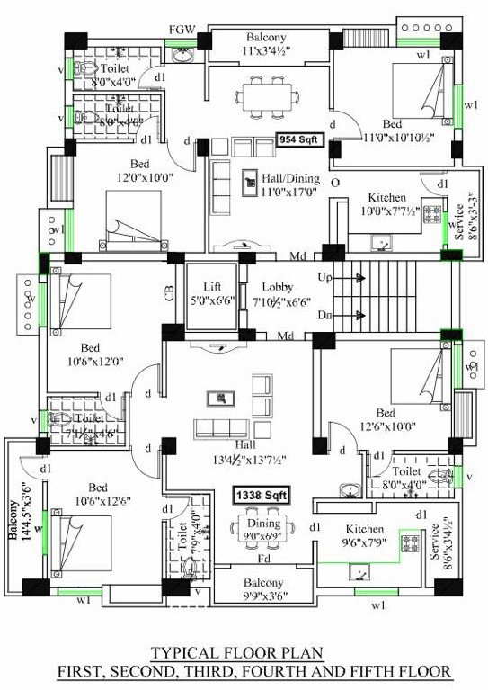  anugraha Cluster Plan from 1st to 4th Floor