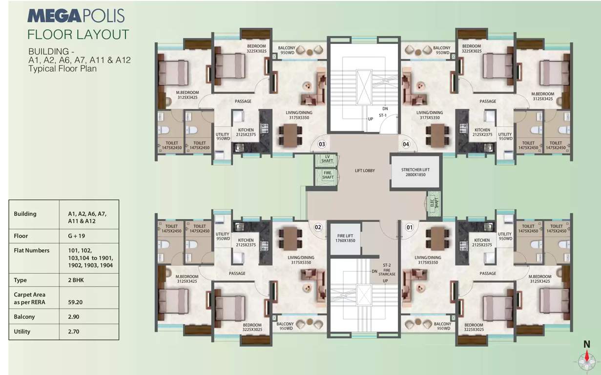  megapolis serenity a8 to a12 b2 and conv shop b Typical Floor Plan for 1, 2 6,7,11 & 17