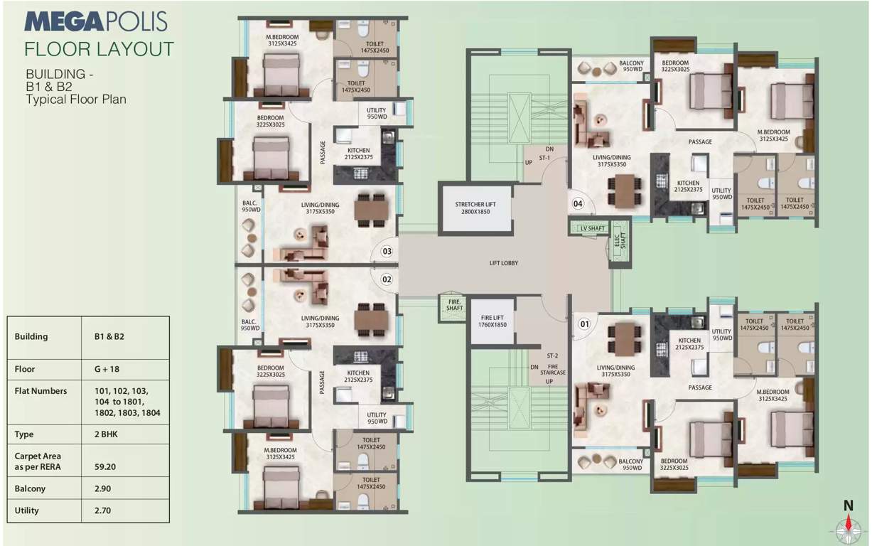  megapolis serenity a8 to a12 b2 and conv shop b Typical Floor Plan for B1 & B2