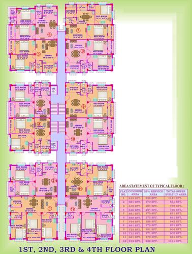  biman-view-apartment Cluster Plan from 1st to 4th Floor