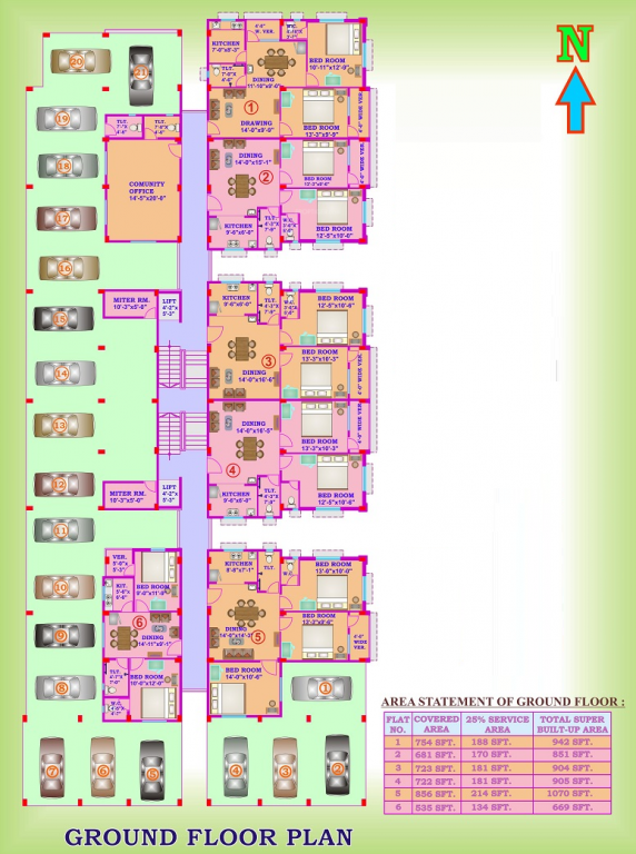  biman view apartment Ground Floor Cluster Plan