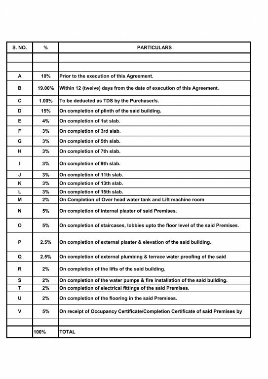 hermosa-casa Construction Linked Payment (CLP) Payment Plan