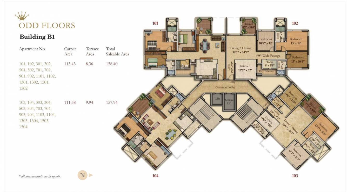  princetown royal Tower 1 Cluster Plan for Odd Floor