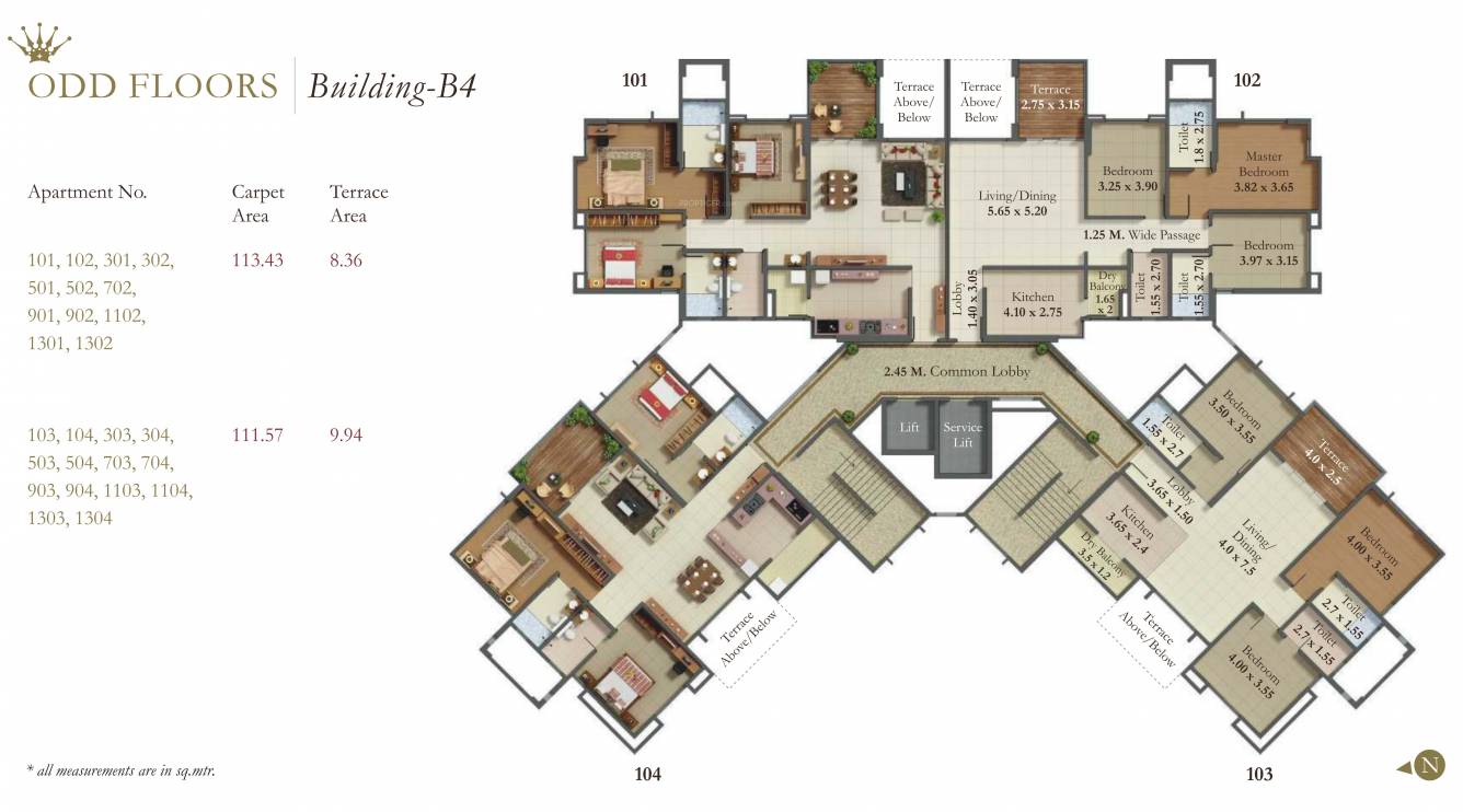  princetown royal Tower 4 Cluster Plan for Odd Floor