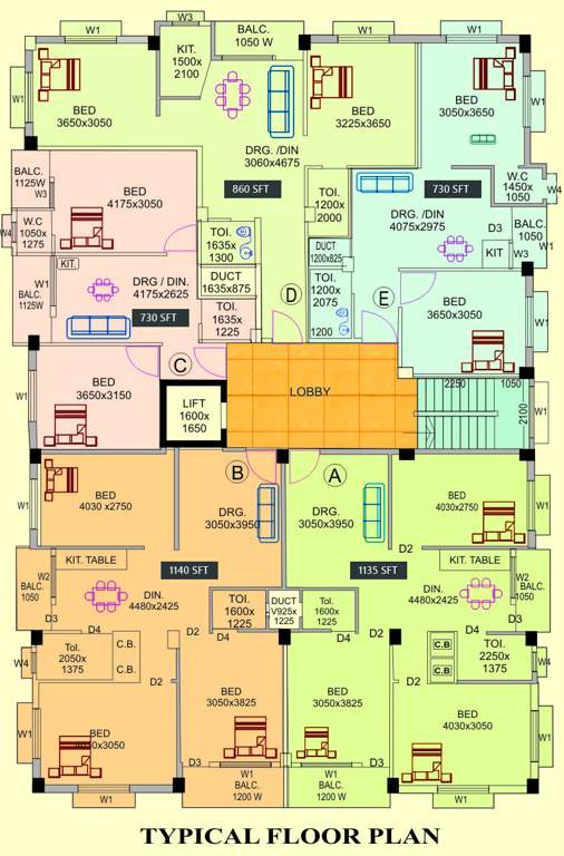  suvechcha apartment Suvechcha Apartment Cluster Plan from 1st to 4th Floor