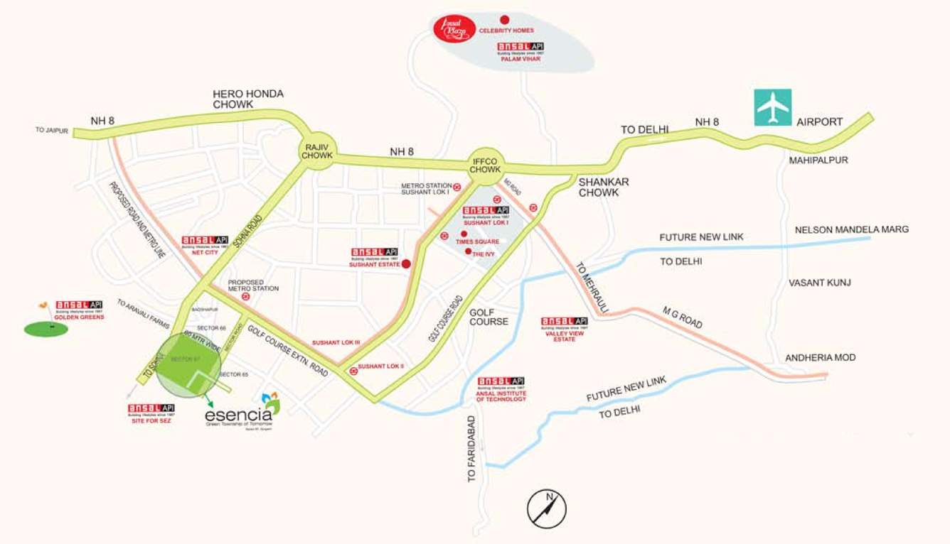  ansal esencia township Location Plan