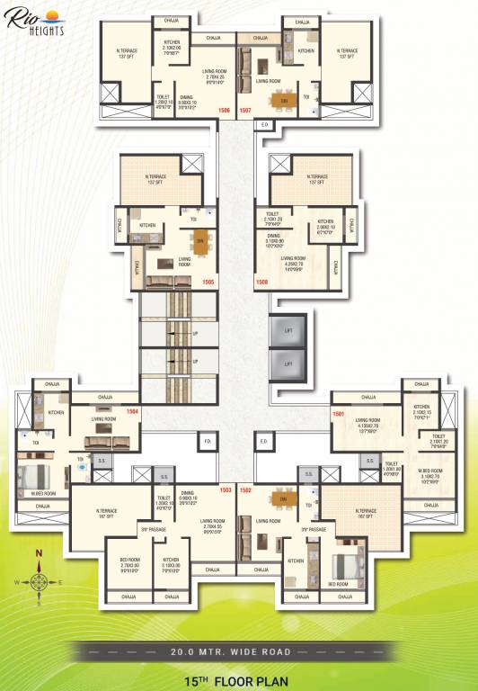  heights Heights Cluster Plan for 15th Floor