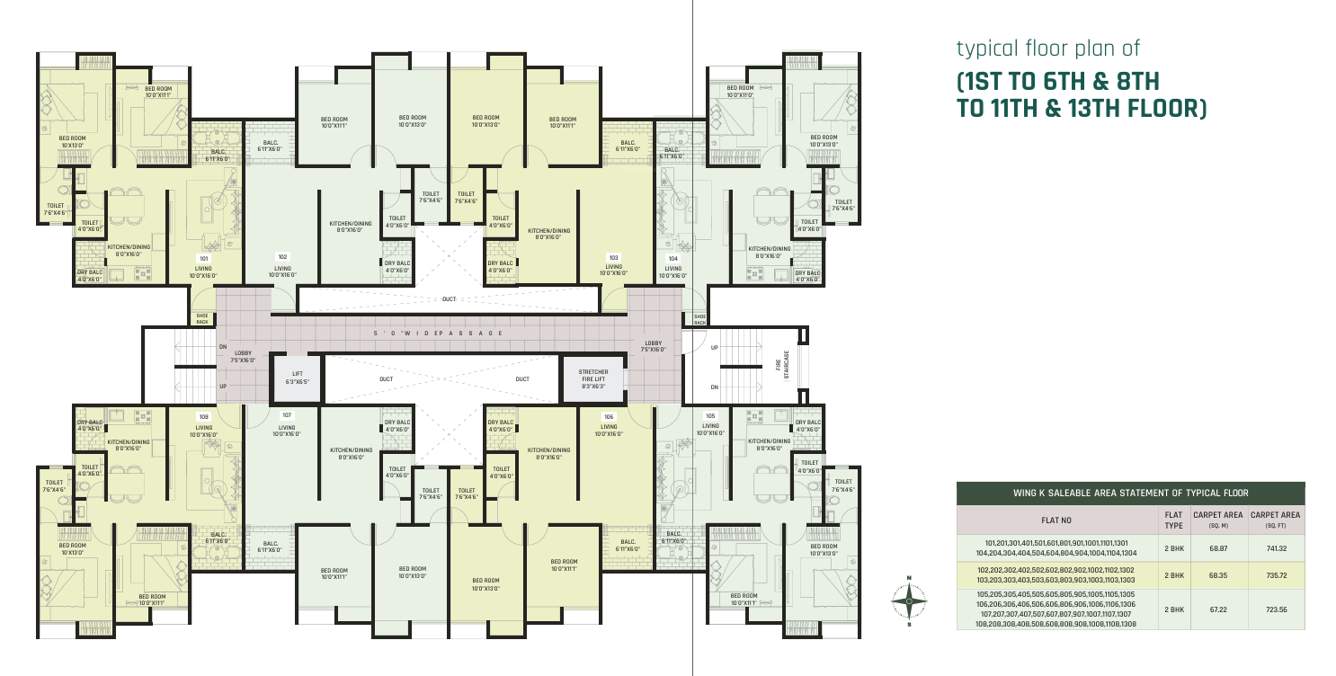  mannat towers Mannat Towers Cluster Plan from 1st 6th, 8th 11th & 13th Floor