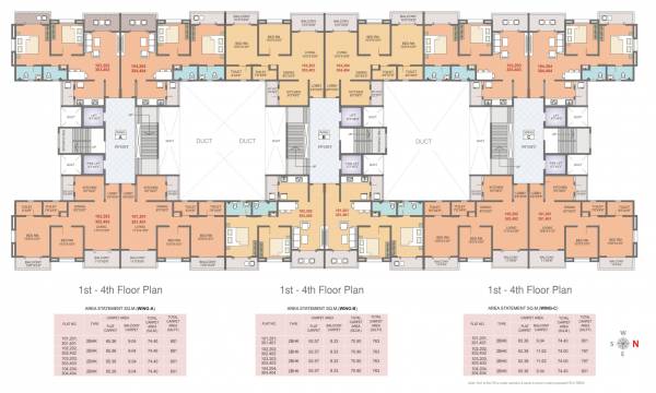  pink-city Wing A, B and C Cluster Plan for Typical Floor