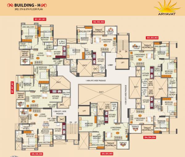  aryavat H Cluster Plan For Typical Floor Plan