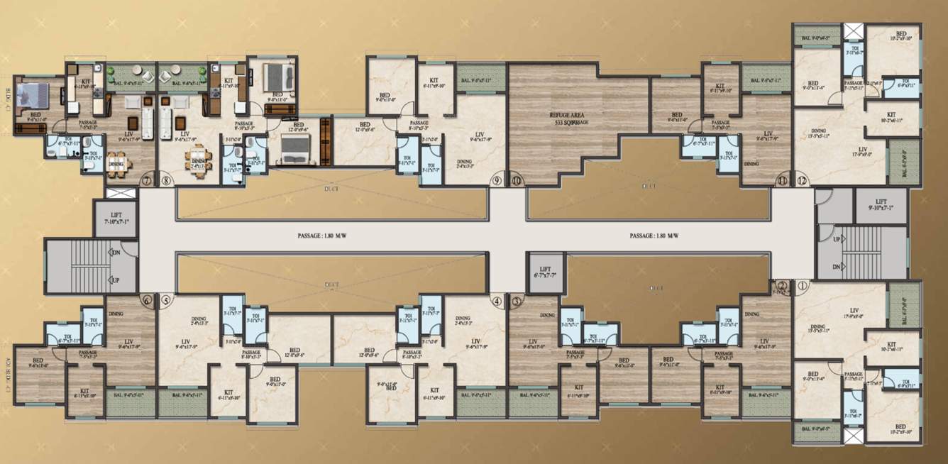  millennium city phase i 2 Cluster Plan For B1 Block From 8th To 13th Floor