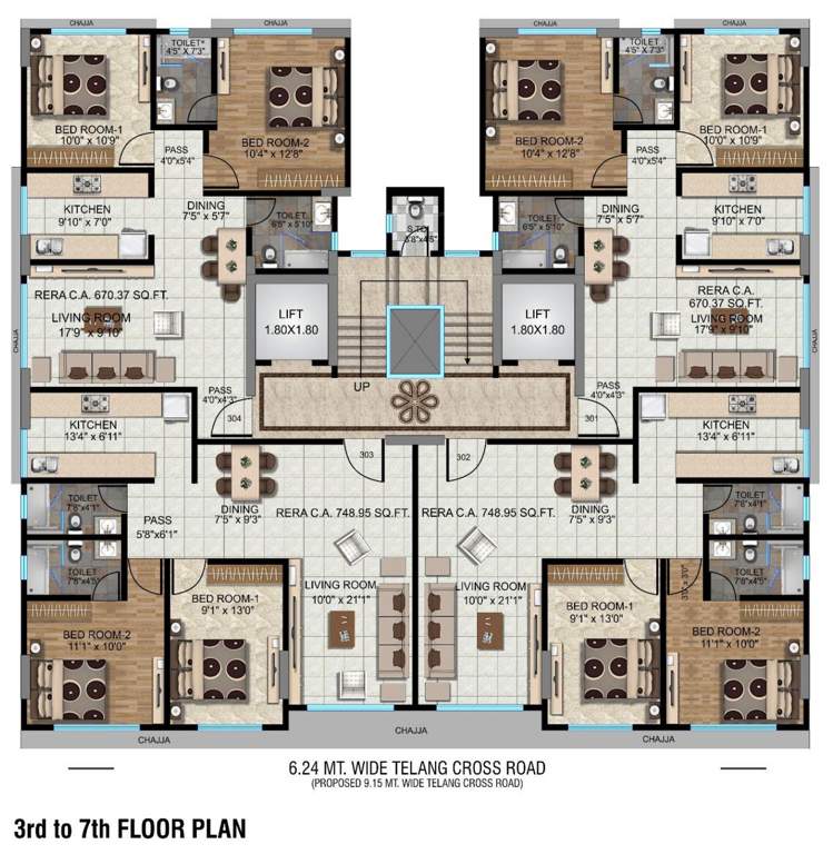  sadhana building Cluster Plan from 3rd to 7th Floor