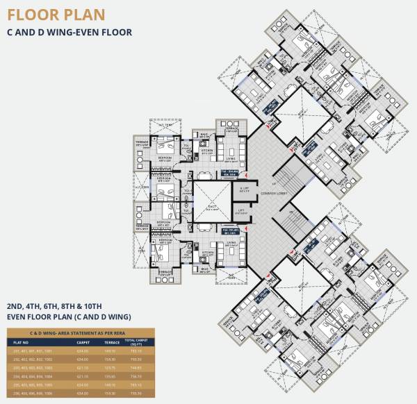  divine-bliss Wing C and D Cluster Plan for Even Floor