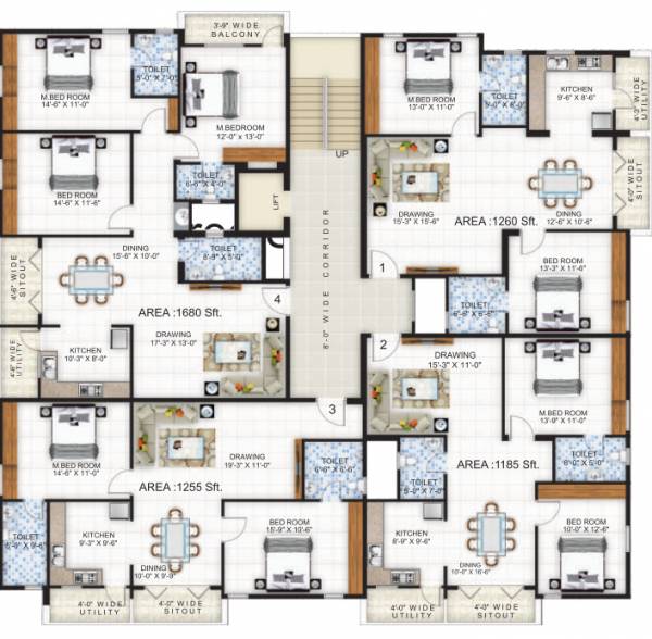  paradise Typical Floor Cluster Plan