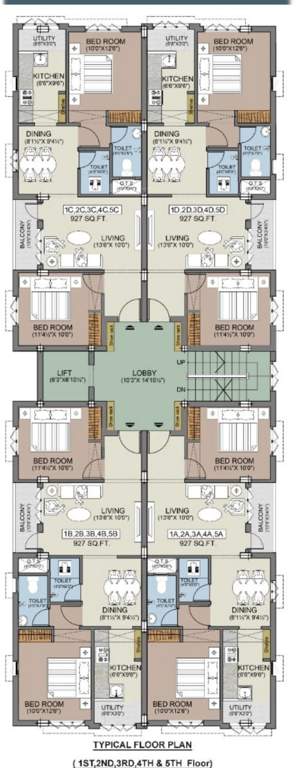  udaya Cluster Plan for Typical Floor