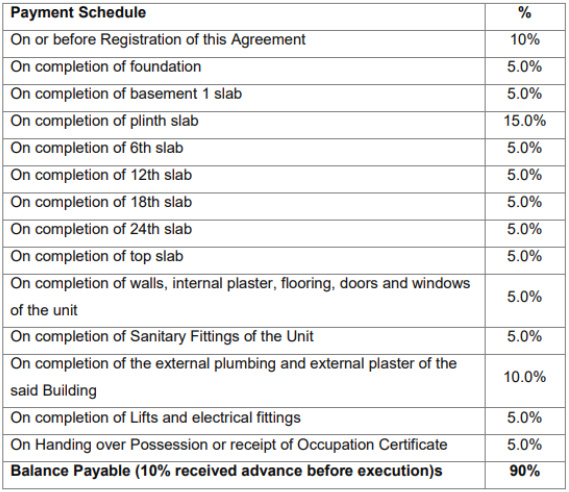 vaikunth-thane Construction Linked Payment (CLP) Payment Plan