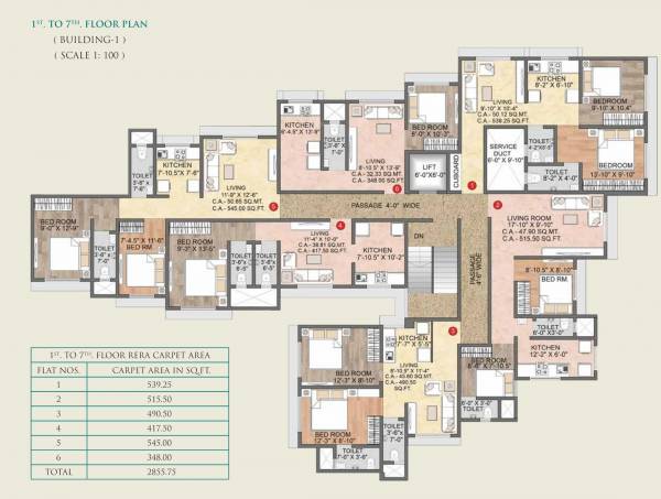  flower-valley Cluster Plan from 1st to 7th Floor