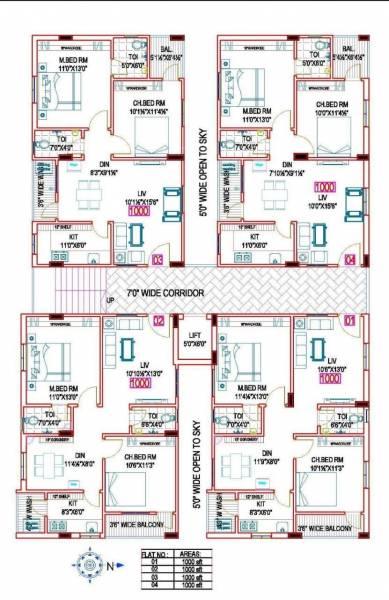 eternity-block-1 Cluster Plan for Typical Floor
