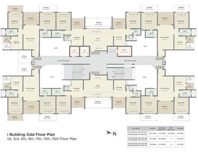  kolte-patil-three-jweles Cluster Plan I Building For 1st, 3rd, 5th, 9th, 11th, 13th, 15th Floor