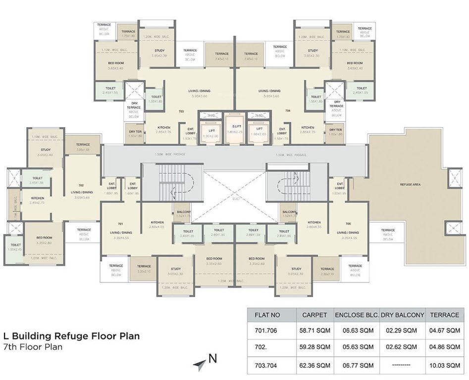  kolte patil three jweles Cluster Plan L Building For 7th Floor